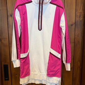 Anthropologie Daily Practice Sweatshirt Dress Pink/White XS Long sleeve